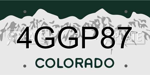 4GGP87 Colorado License Plate