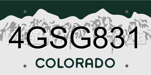 4GSG831 Colorado License Plate