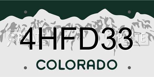 4HFD33 Colorado License Plate