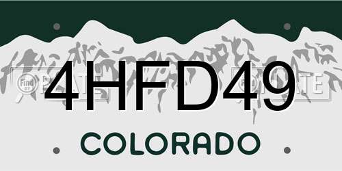 4HFD49 Colorado License Plate