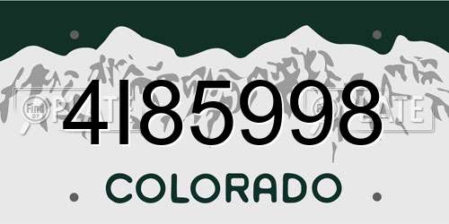 4I85998 Colorado License Plate