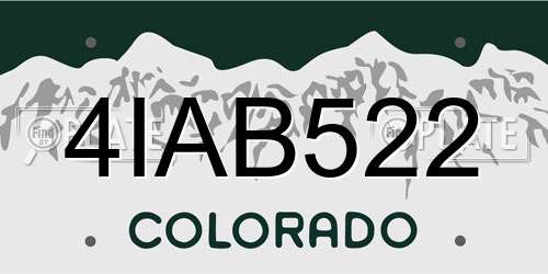 4IAB522 Colorado License Plate