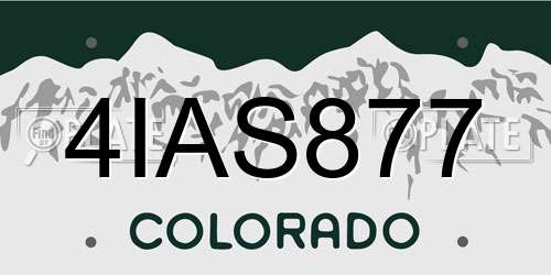 4IAS877 Colorado License Plate