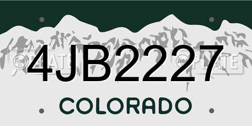 4JB2227 Colorado License Plate