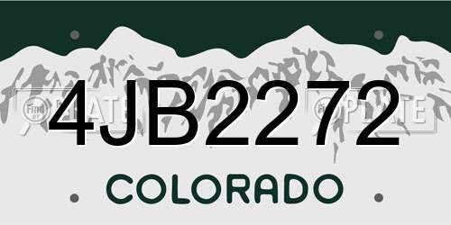 4JB2272 Colorado License Plate