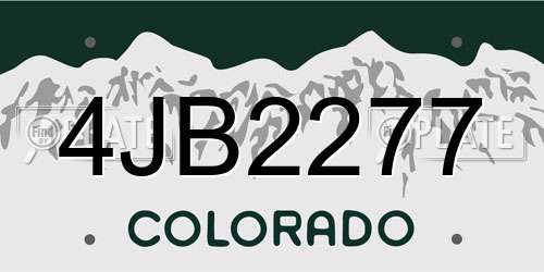 4JB2277 Colorado License Plate