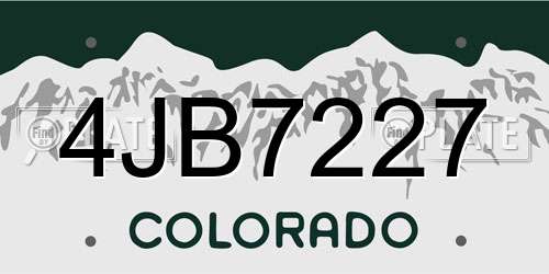 4JB7227 Colorado License Plate
