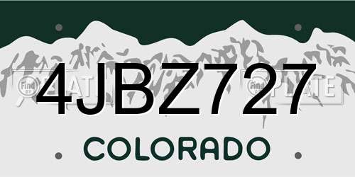 4JBZ727 Colorado License Plate