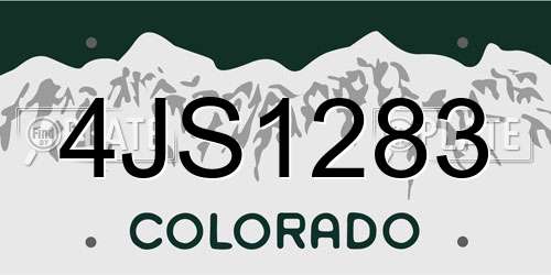 4JS1283 Colorado License Plate