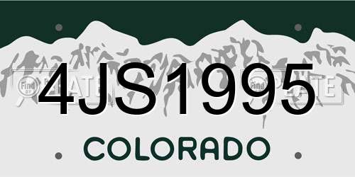 4JS1995 Colorado License Plate