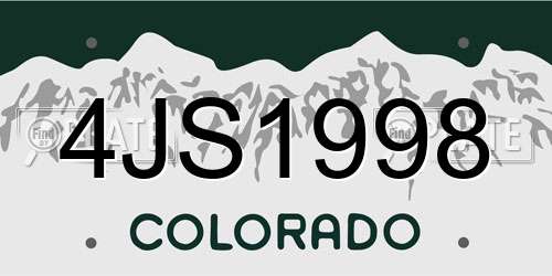 4JS1998 Colorado License Plate