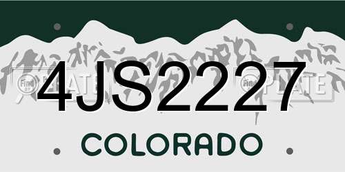 4JS2227 Colorado License Plate