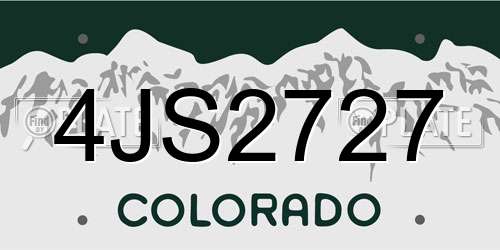 4JS2727 Colorado License Plate