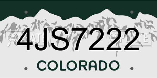 4JS7222 Colorado License Plate