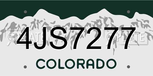 4JS7277 Colorado License Plate