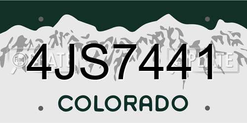 4JS7441 Colorado License Plate