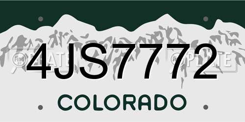 4JS7772 Colorado License Plate