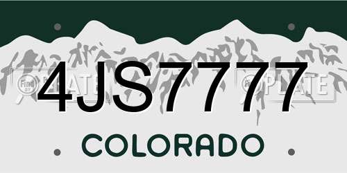 4JS7777 Colorado License Plate