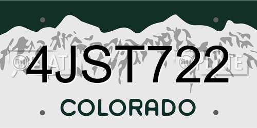 4JST722 Colorado License Plate