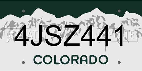 4JSZ441 Colorado License Plate