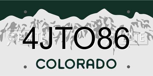 4JTO86 Colorado License Plate