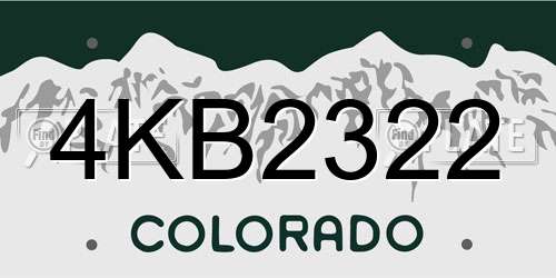 4KB2322 Colorado License Plate