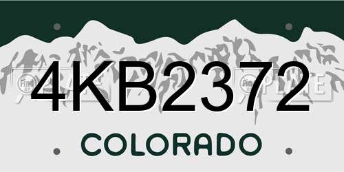 4KB2372 Colorado License Plate