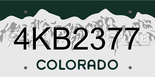 4KB2377 Colorado License Plate