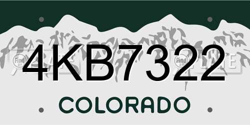 4KB7322 Colorado License Plate