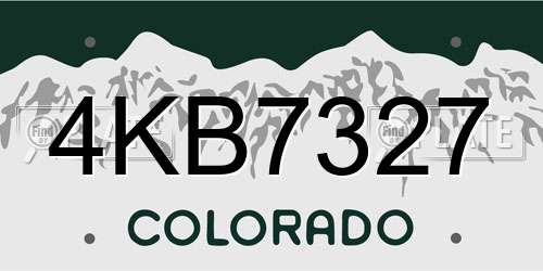 4KB7327 Colorado License Plate