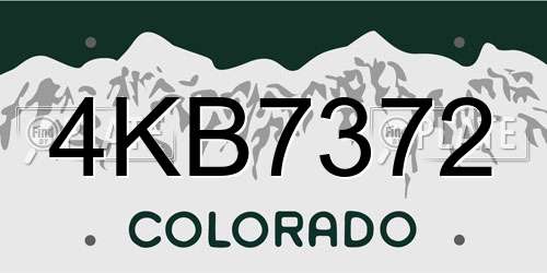 4KB7372 Colorado License Plate