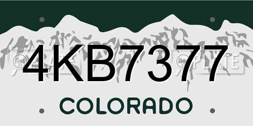 4KB7377 Colorado License Plate