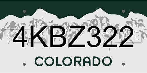 4KBZ322 Colorado License Plate