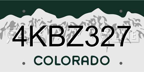 4KBZ327 Colorado License Plate