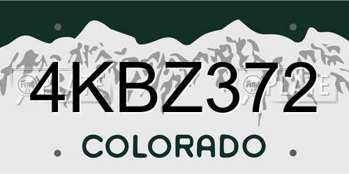 4KBZ372 Colorado License Plate