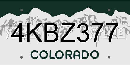 4KBZ377 Colorado License Plate