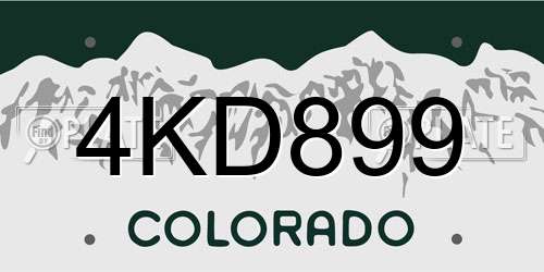 4KD899 Colorado License Plate