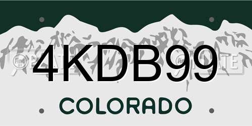 4KDB99 Colorado License Plate