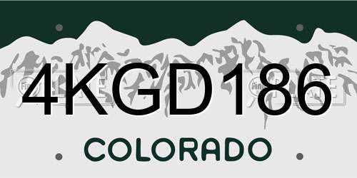 4KGD186 Colorado License Plate