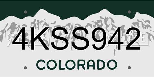 4KSS942 Colorado License Plate