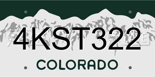4KST322 Colorado License Plate