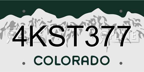 4KST377 Colorado License Plate