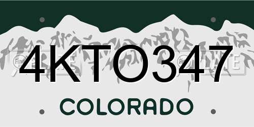 4KTO347 Colorado License Plate