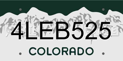 4LEB525 Colorado License Plate