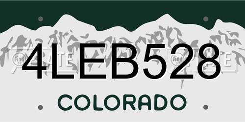 4LEB528 Colorado License Plate