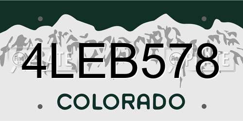 4LEB578 Colorado License Plate