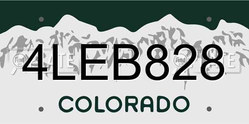 4LEB828 Colorado License Plate