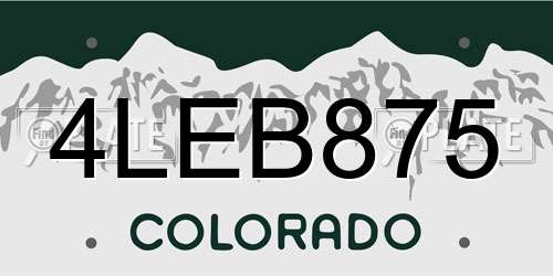 4LEB875 Colorado License Plate
