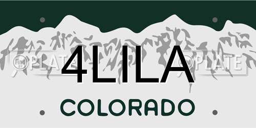 4LILA Colorado License Plate