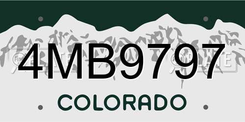 4MB9797 Colorado License Plate